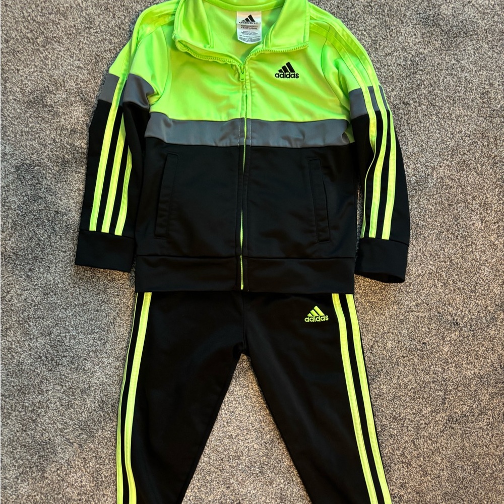 Adidas Lime Green Zip-Up warm up suit